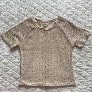 American Eagle Cream with Flower  Patterned Shirt